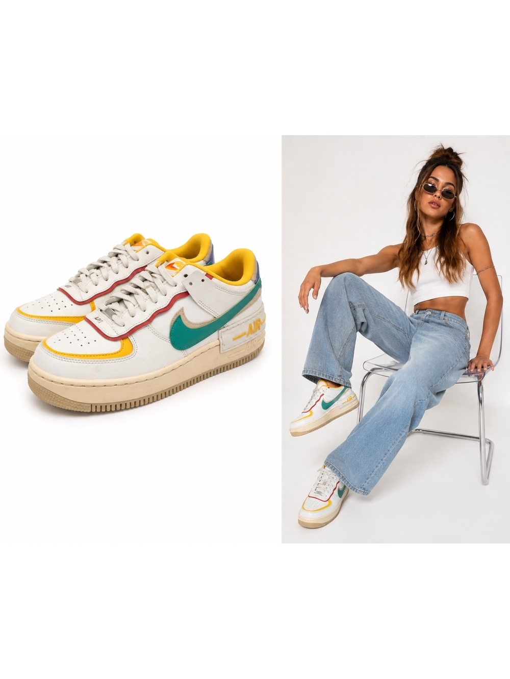 Nike Air Force 1 '07 White Multi Color Sneakers Women's Size 8